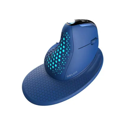 Ergonoomiline vertikaalhiir Delux M618XSD, OLED-ekraan, RGB, sinine (juhtmevaba)
