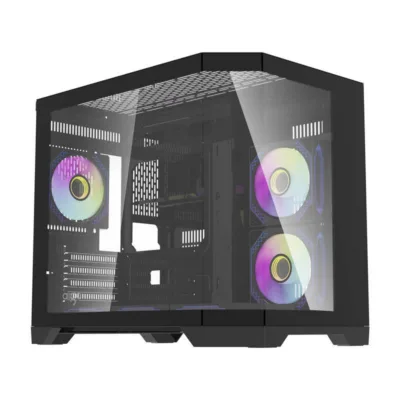 Gaming arvutikorpus Darkflash FT418, 6 aRGB ventilaatorit, Mini Tower, must