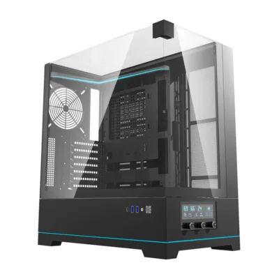 Karastatud klaas arvutikorpus Darkflash DY450 (ATX, USB-C, must, ilma ventilaatoriteta)