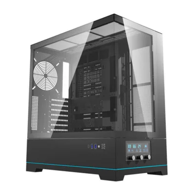 Karastatud klaas arvutikorpus Darkflash DY451 Big Tower, must, USB-C, ventilaatoriteta