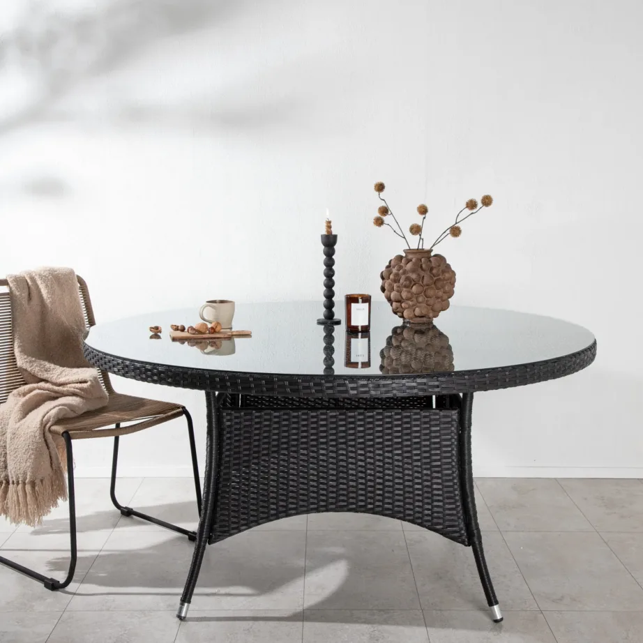 Klaasist ümmargune aia söögilaud Volta, must, ø150, 9132-001 – 6