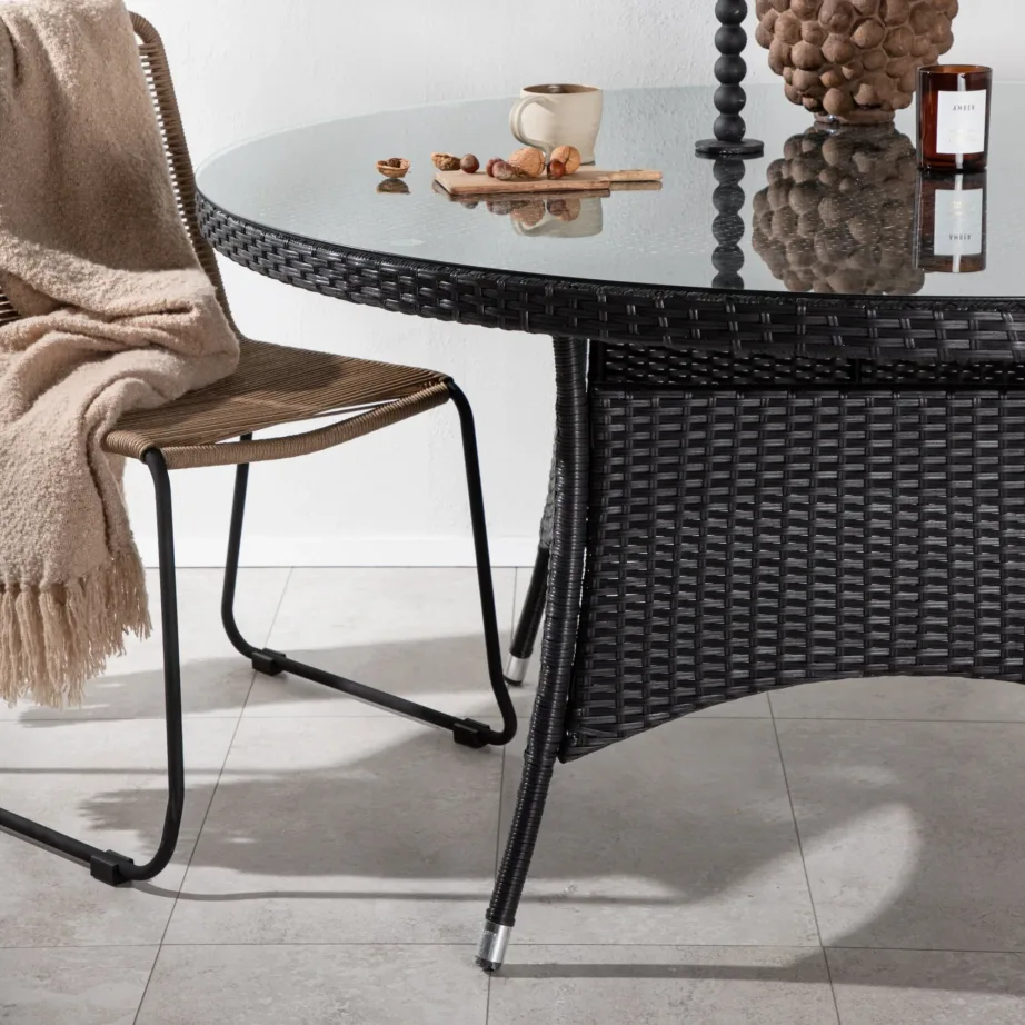 Klaasist ümmargune aia söögilaud Volta, must, ø150, 9132-001 – 7