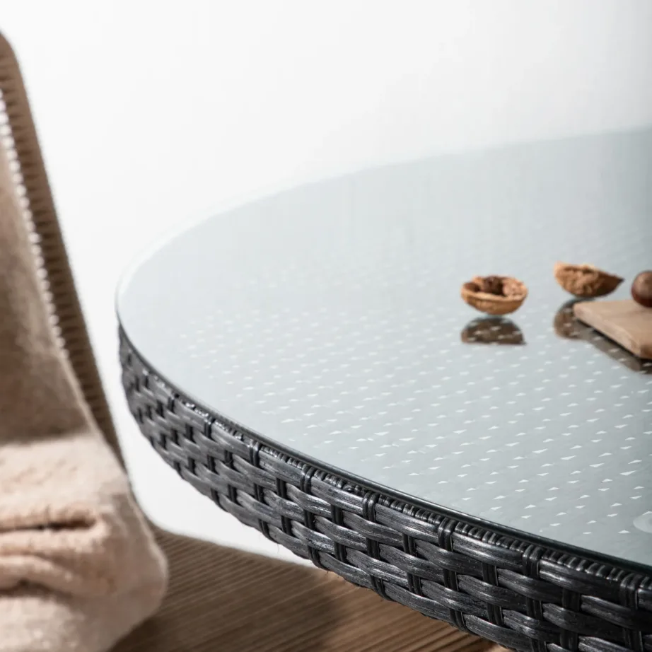 Klaasist ümmargune aia söögilaud Volta, must, ø150, 9132-001 – 9
