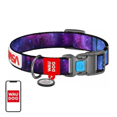 Koera kaelarihm QR-koodiga Waudog NASA21, nailon, L (33–49 cm)