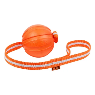 Koera mängupall nööriga Liker Line 7 Waudog kutsikatele ja väikestele koertele (5 cm, oranž)