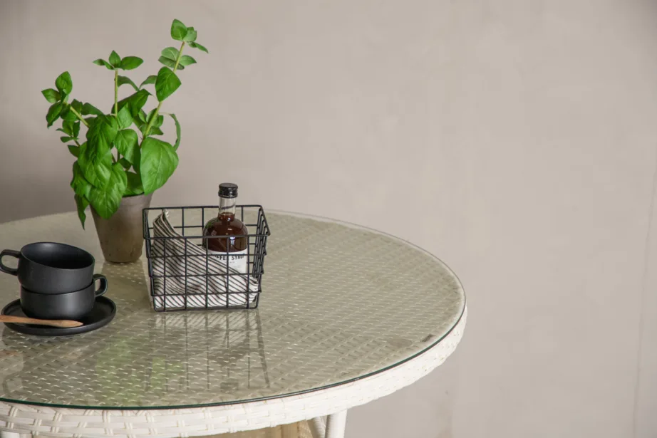 Kunstrotangist ümmargune aia söögilaud Volta, valge, ø90, 9230-010 – 7