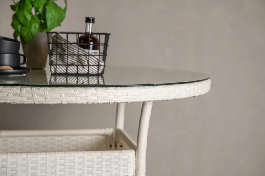 Kunstrotangist ümmargune aia söögilaud Volta, valge, ø90, 9230-010 – 8