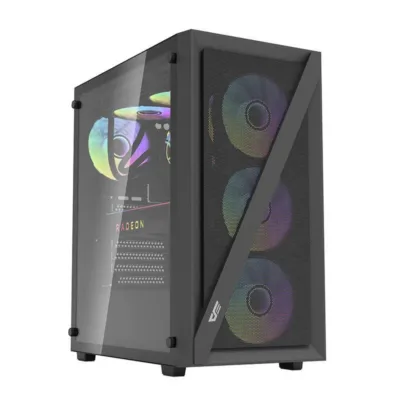 Mänguri arvutikorpus Darkflash DK260 Air Mesh, karastatud klaas, USB 3.0, must