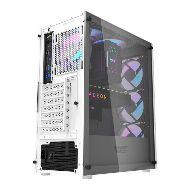 Mänguri arvutikorpus Darkflash DK352 Plus (valge, 4 ARGB ventilaatorit, klaasist külg)