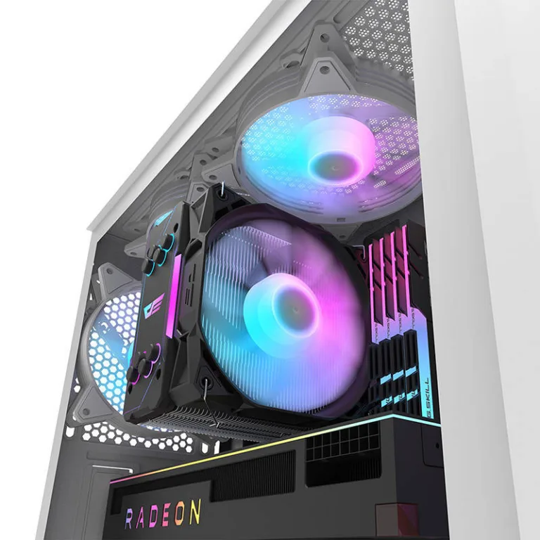 Mänguri arvutikorpus Darkflash DK352 Plus (valge, 4 ARGB ventilaatorit, klaasist külg)