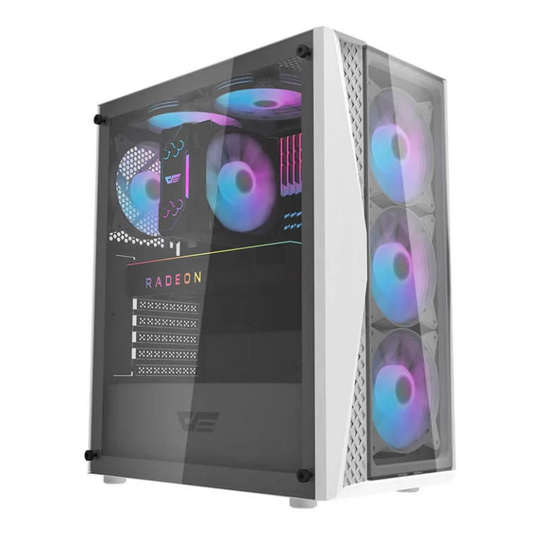 Mänguri arvutikorpus Darkflash DK352 Plus (valge, 4 ARGB ventilaatorit, klaasist külg)