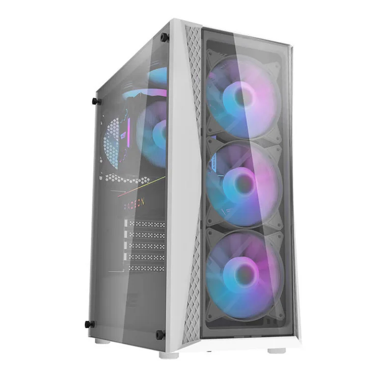 Mänguri arvutikorpus Darkflash DK352 Plus (valge, 4 ARGB ventilaatorit, klaasist külg)