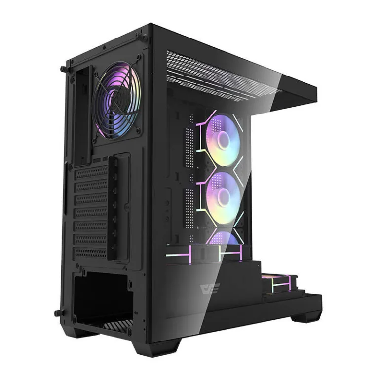 Mänguri arvutikorpus Darkflash DS900, 7 ARGB ventilaatorit, karastatud klaas, must