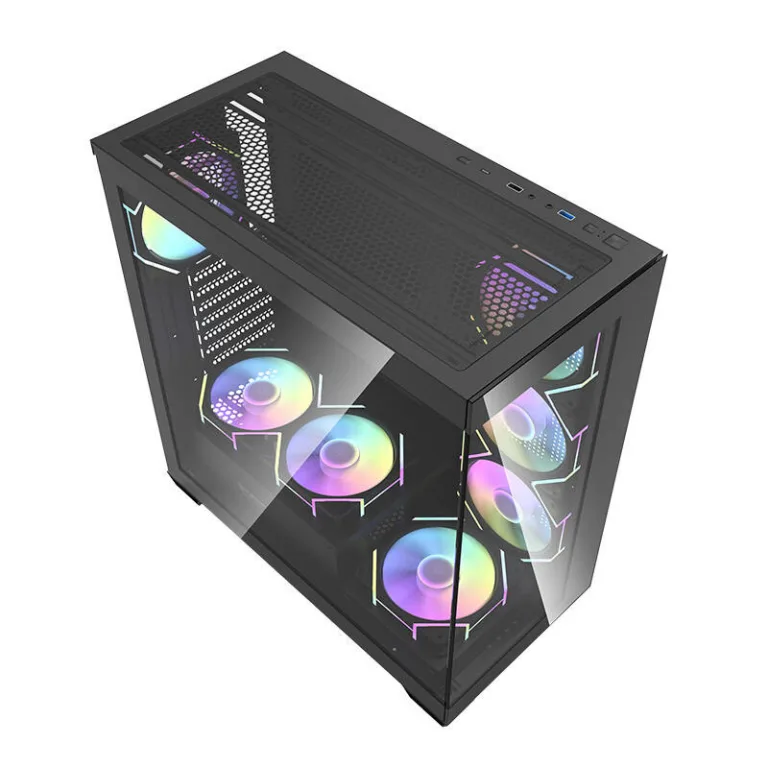 Mänguri arvutikorpus Darkflash DS900, 7 ARGB ventilaatorit, karastatud klaas, must