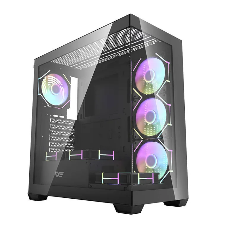 Mänguri arvutikorpus Darkflash DS900, 7 ARGB ventilaatorit, karastatud klaas, must