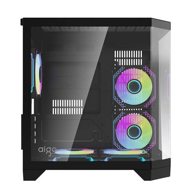 Mänguri arvutikorpus Darkflash FT350, must, karastatud klaas, 5 aRGB ventilaatorit