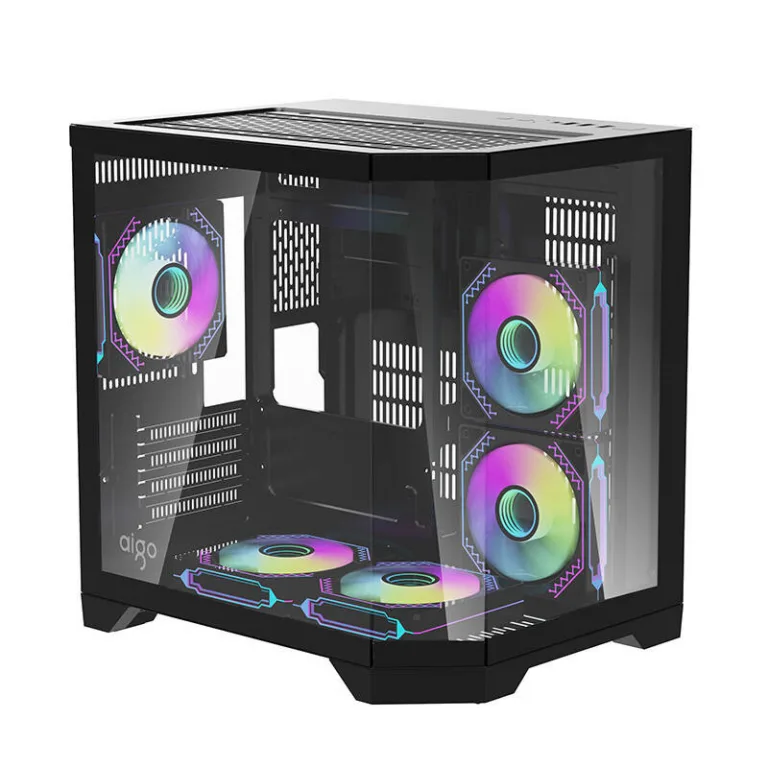 Mänguri arvutikorpus Darkflash FT350, must, karastatud klaas, 5 aRGB ventilaatorit