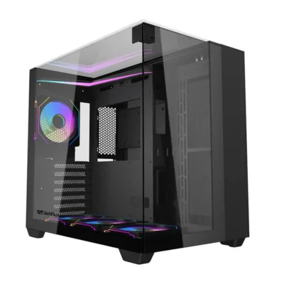 Mänguriarvuti korpus Darkflash TH285, 4 RGB ventilaatorit, karastatud klaas, must