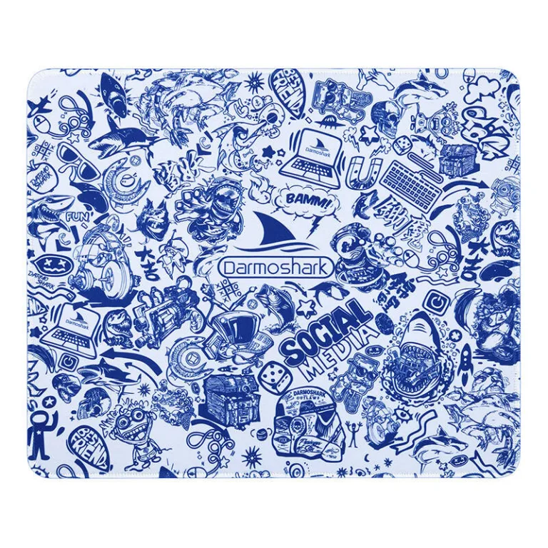 Mängurihiirematt valge Darmoshark PAD-3 (360x300mm, kummist põhi)