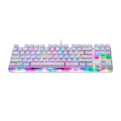 Mänguriklaviatuur RGB-taustvalgustusega Motospeed K87S (valge, OUTEMU Blue, USB)