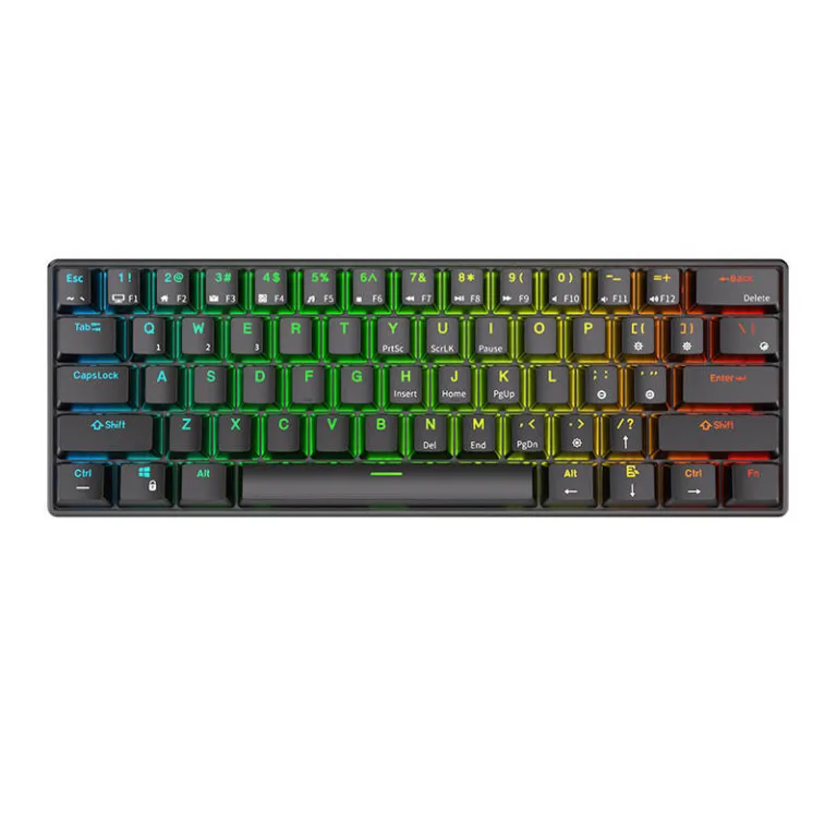 Mehaaniline RGB mänguriklaviatuur Royal Kludge RK61, punased lülitid, must, juhtmega/juhtmevaba