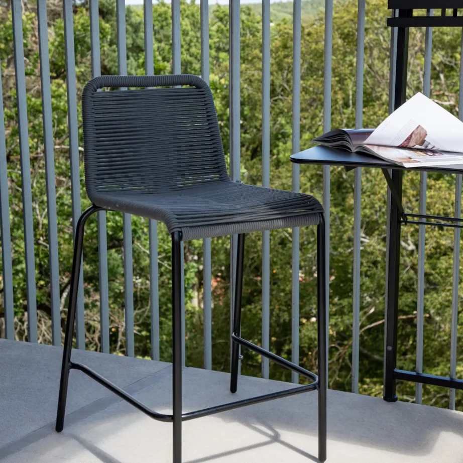 Metallist baaritool Lindos, must/tumehall, 53x53x88, 6072-022 – 6