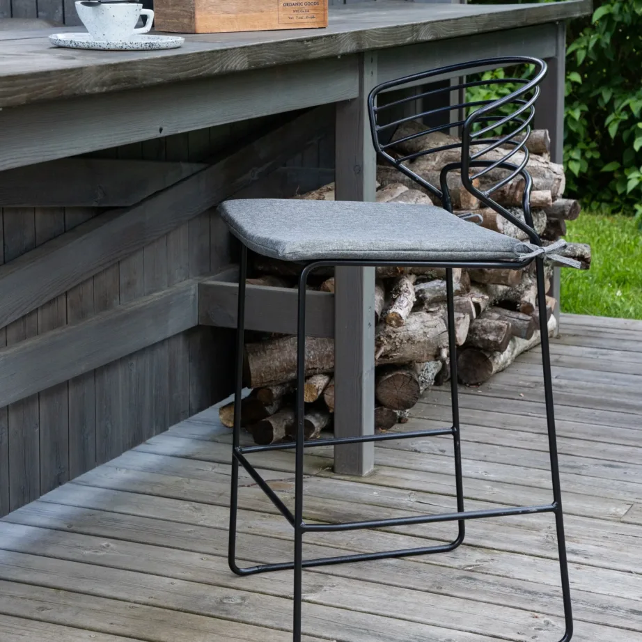 Metallist baaritool terrassile Milano, must/hall, 6015-001 – 6