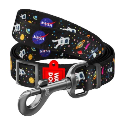NASA mustriga reguleeritav nailonist koera jalutusrihm Waudog, 20 mm, pikkus 152–183 cm