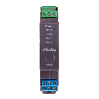 Nutikas DIN relee Shelly Pro 2 (2-kanaliline, WiFi/LAN)