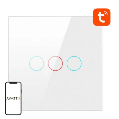 Nutikas ZigBee valguslüliti Avatto LZTS02-EU-W3, 3-nupuline, neutraaljuhtmeta, valge