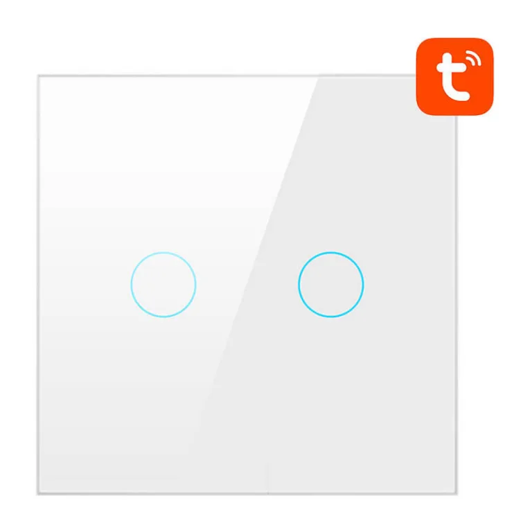 Nutikas kahe nupuga valguslüliti WiFi Avatto TS02-EU-W2, TUYA, valge