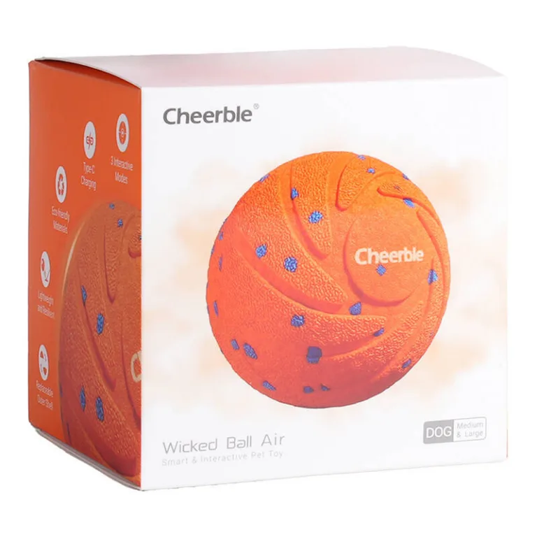 Nutikas koerapall Cheerble Wicked Ball Air, oranž (USB-C, 3 mängurežiimi, vahetatav kest)