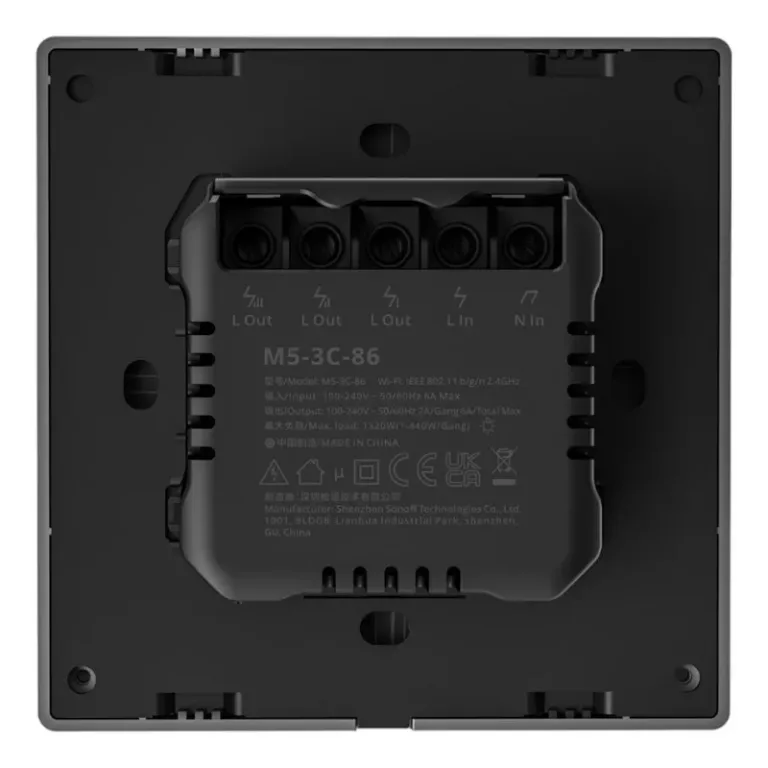 Nutikas seinalüliti Sonoff M5 3C, 3 kanalit, hall, Wi-Fi