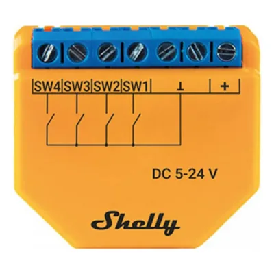 Nutikas stseenikontroller Shelly Plus I4 DC (WiFi/Bluetooth, 5–24V)