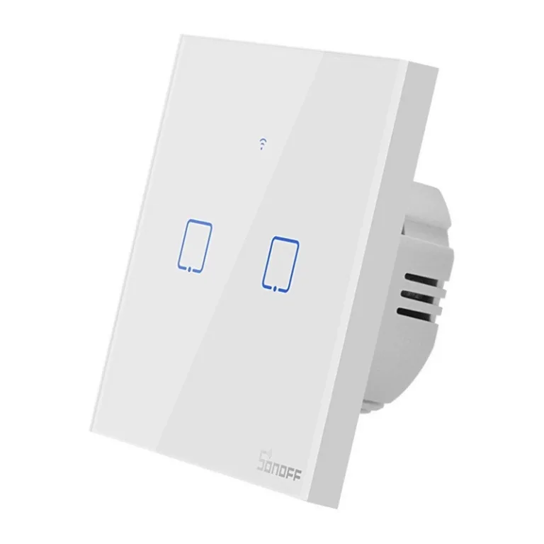 Nutikas valguslüliti Sonoff T0EU2C-TX (2-kanaliline, puutetundlik, valge, WiFi)