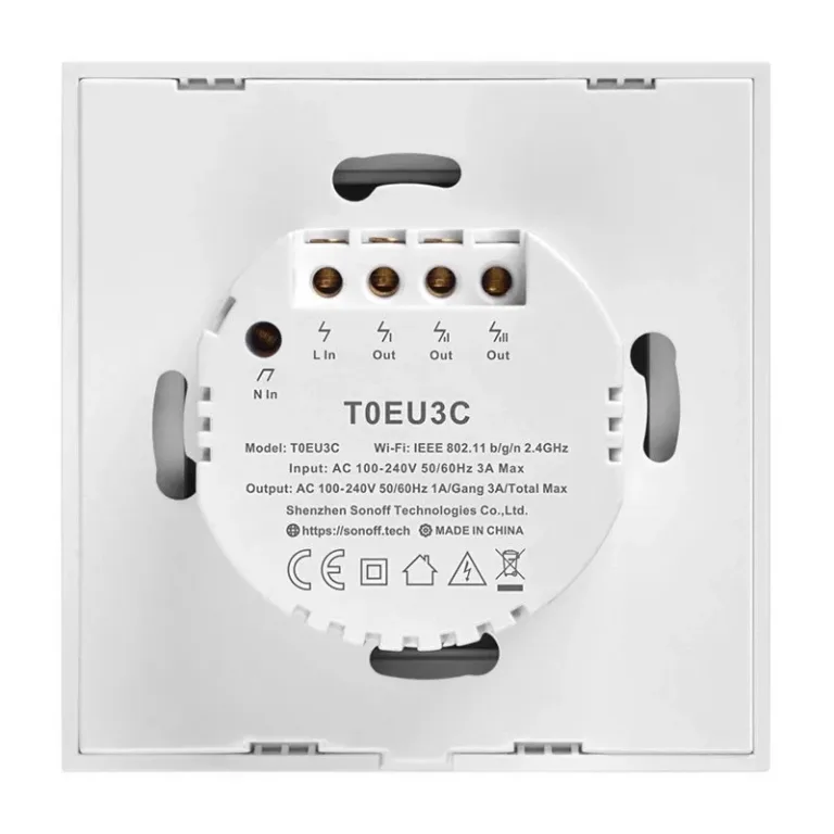 Nutikas valguslüliti Sonoff T0EU3C-TX, kolmekanaliline WiFi