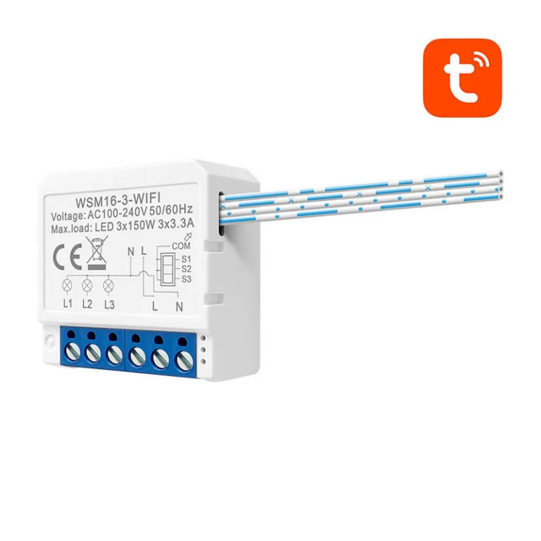 Nutikas valgusti lüliti Avatto WSM16-W3 (WiFi, TUYA, 3x150W, kolmekanaliline)