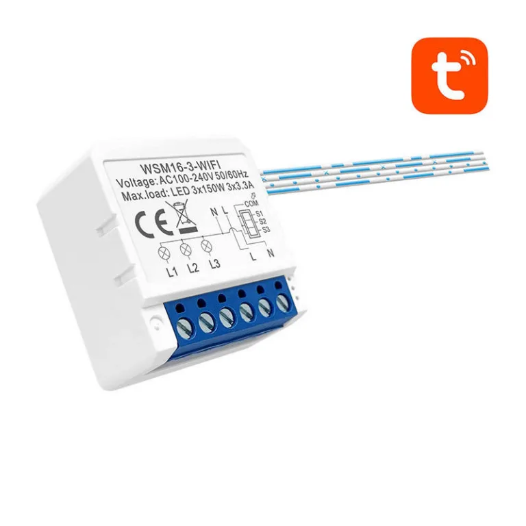 Nutikas valgusti lüliti Avatto WSM16-W3 (WiFi, TUYA, 3x150W, kolmekanaliline)