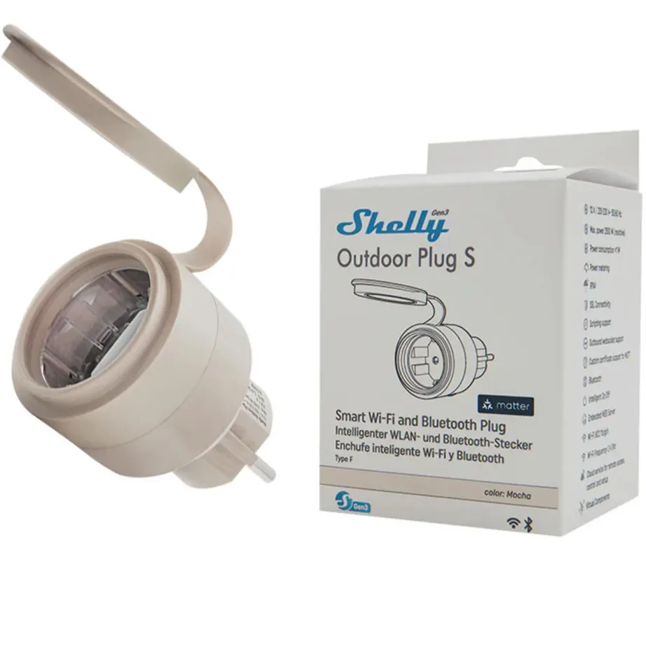 Nutikas välipistik Shelly Plug S Gen3 IP44, 12A, Wi-Fi, Matter – 5