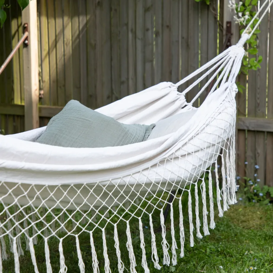 Puuvillast ja polüestrist võrkkiik Banate, valge, 150×200, 6115-001 – 6