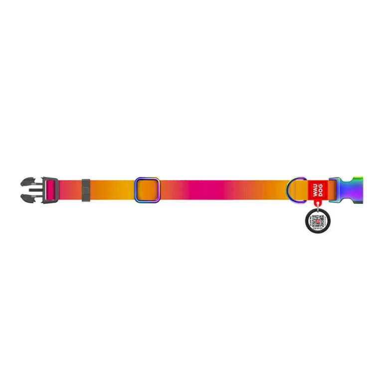 QR-koerakaelarihm Waudog M, oranž nailon (28–40 cm)