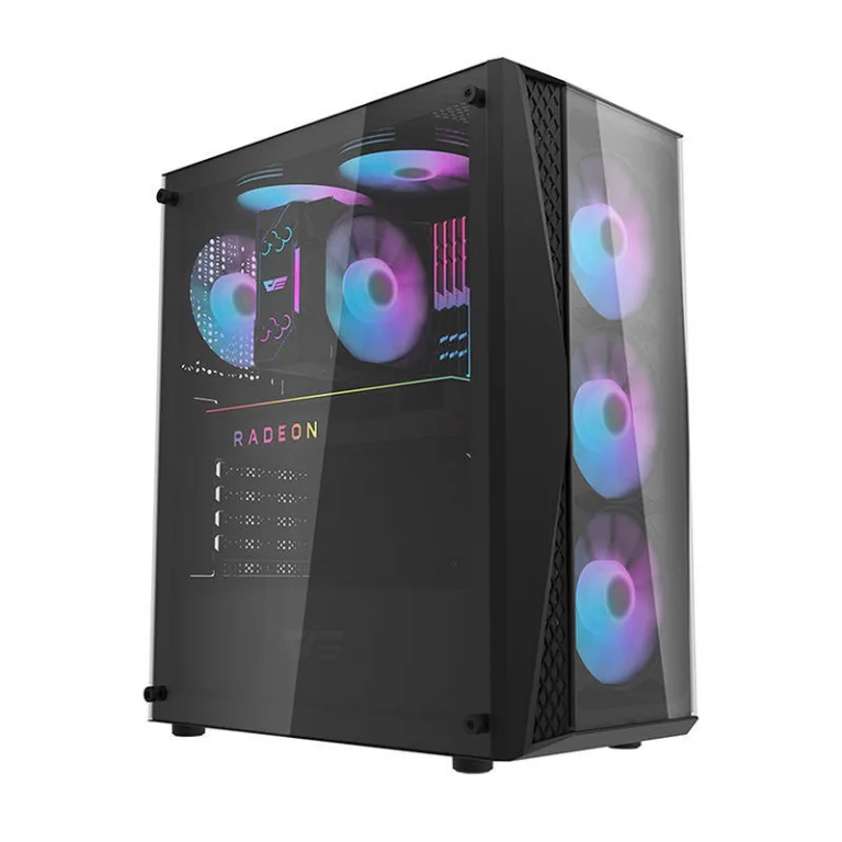 RGB arvutikorpus Darkflash DK352 Plus – 4 ventilaatoriga, must, karastatud klaas