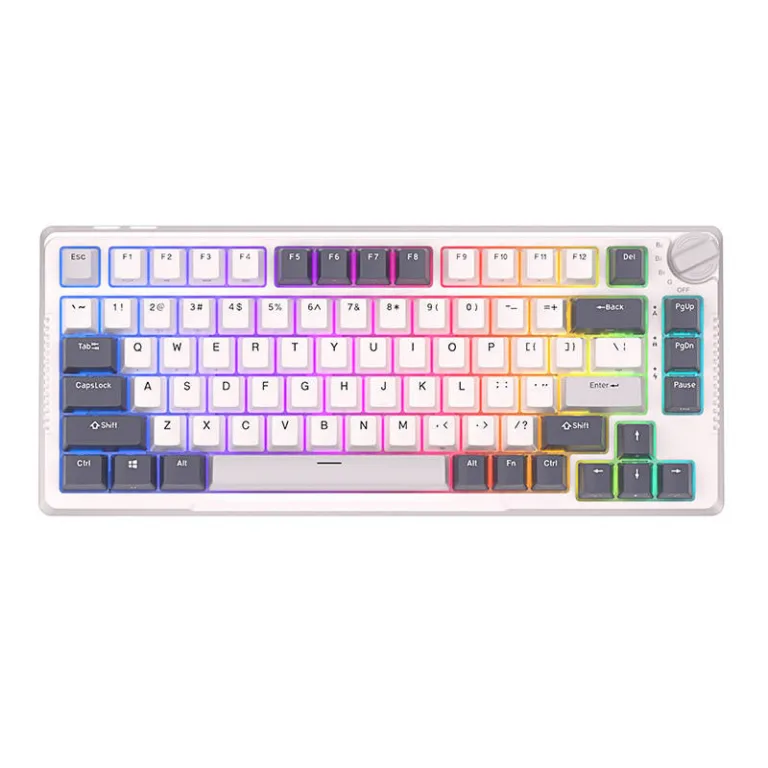 RGB mehaaniline klaviatuur Royal Kludge RKH81, Sky Cyan lülitid, 3750 mAh, valge