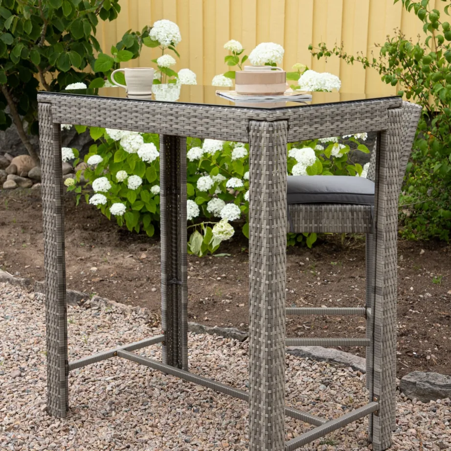 Rotangist baarilaud terrassile Alo, hall, 60,5x100x110,5, 6120-001 – 6