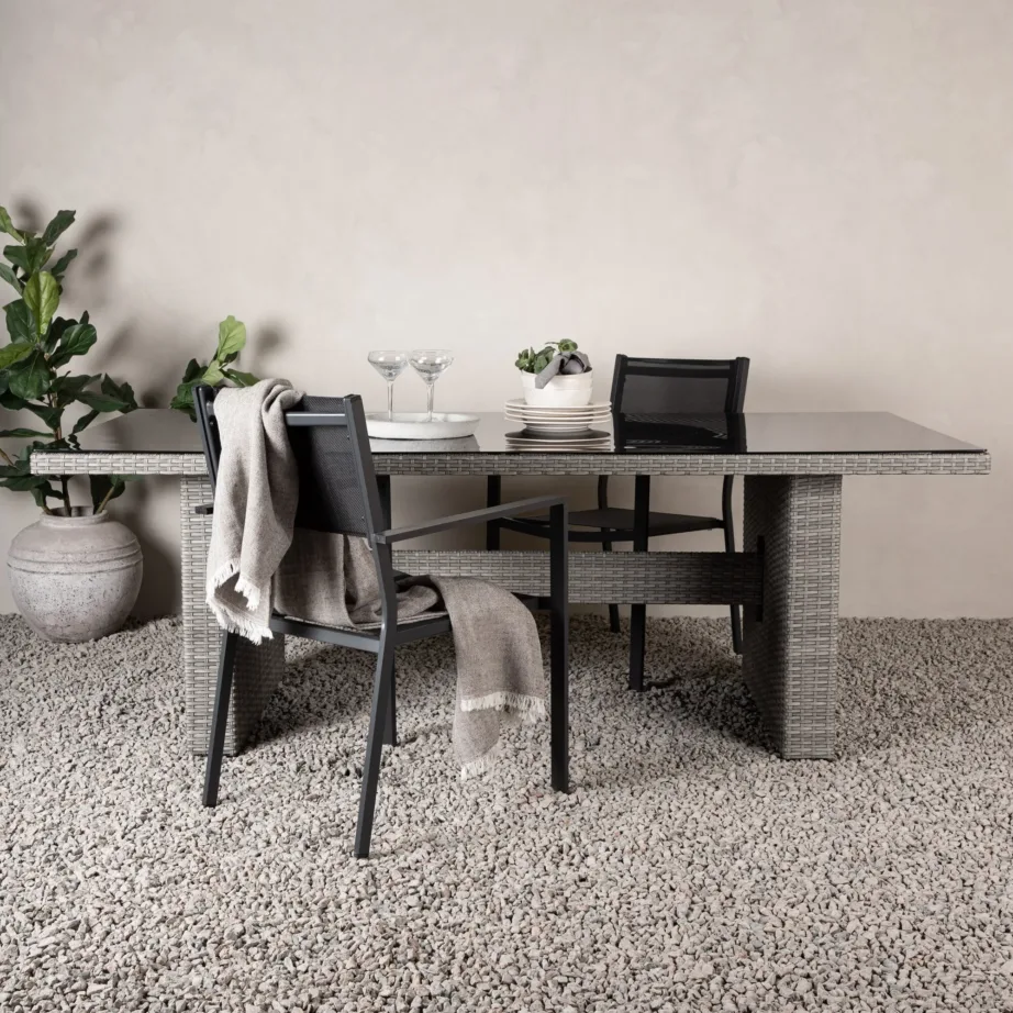 Rotangist kandiline aia söögilaud Padova, hall, 200×100, 7231-004 – 6