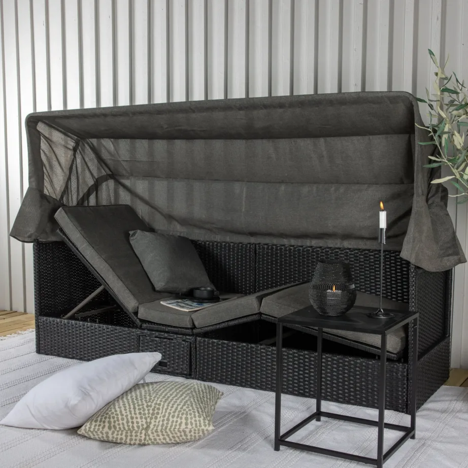 Rotangist lamamistool Nopy, must/hall, 2067-001 – 8