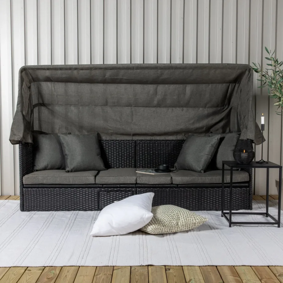 Rotangist lamamistool Nopy, must/hall, 2067-001 – 12