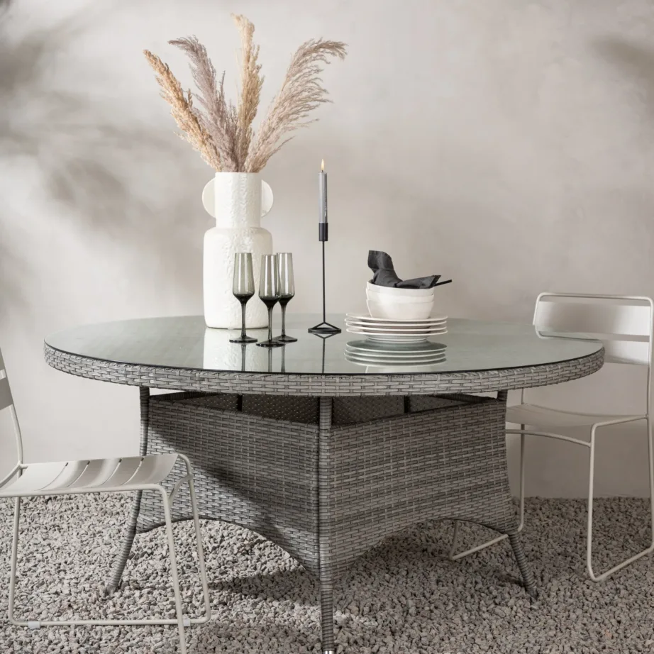 Rotangist ümmargune aia söögilaud Volta, hall, ø150, 9232-004 – 6