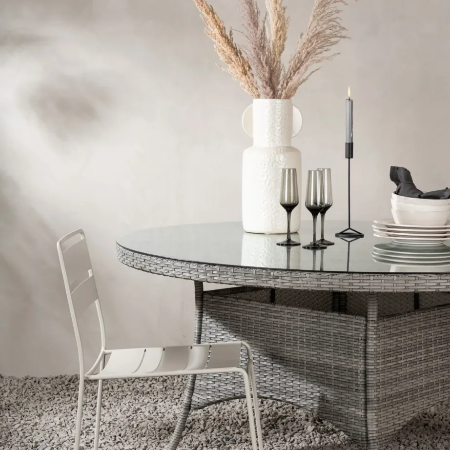 Rotangist ümmargune aia söögilaud Volta, hall, ø150, 9232-004 – 7