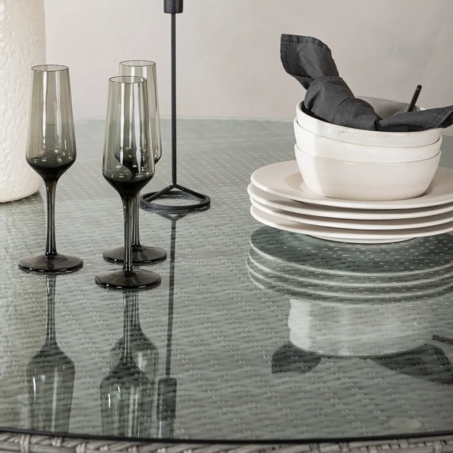 Rotangist ümmargune aia söögilaud Volta, hall, ø150, 9232-004 – 8